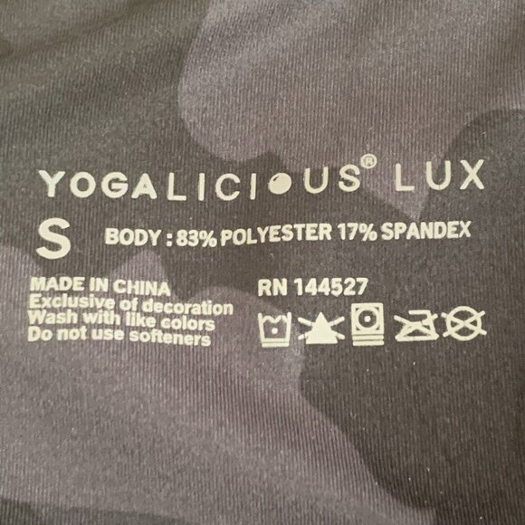 Yogalicious Lux Leggings Womens Small Black‎ Gray Camo Pockets workout yoga - Picture 2 of 10